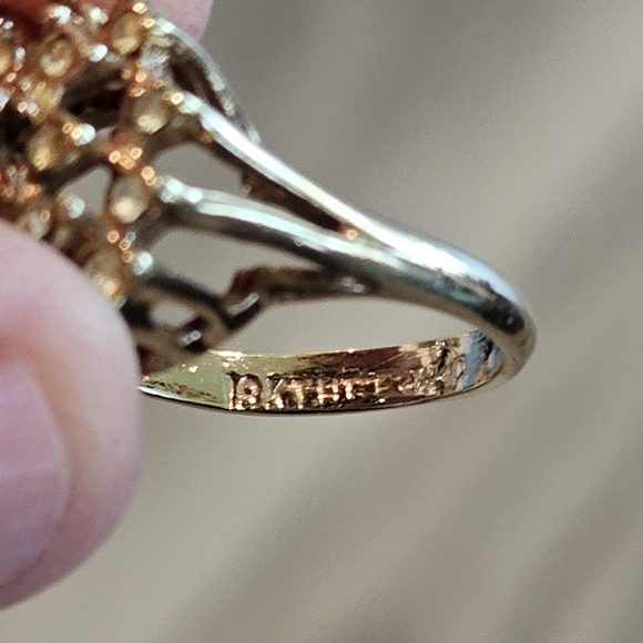 Antique 18k Gold Filled Ring with champagne Accents 9 - Picture 3 of 3